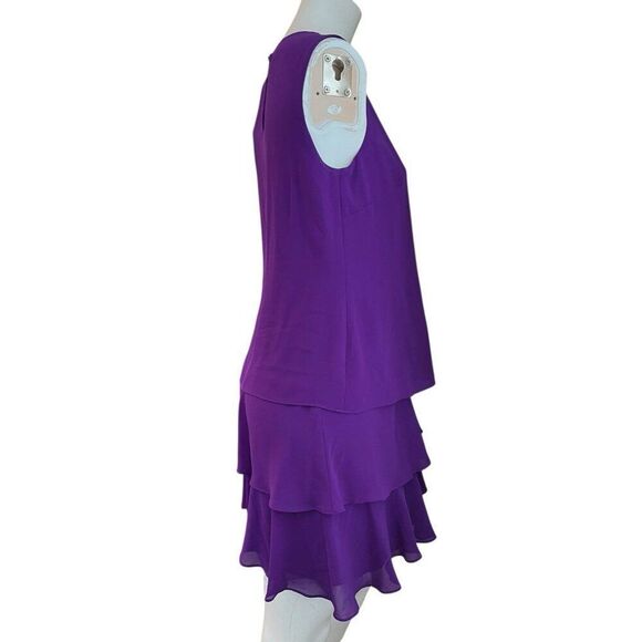 Lauren Ralph Lauren Size 2 Purple Chiffon Mini Dress Ruffled Shift Layered NWT - Picture 3 of 6
